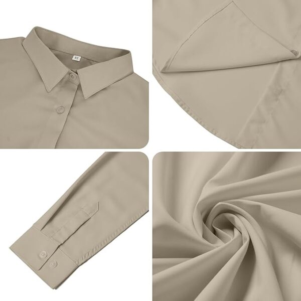 Ruisin Super Soft Wrinkle Free Button Down Shirts for Women Solid Long Sleeve Striped Formal Work Dress Blouses Tops - Image 4