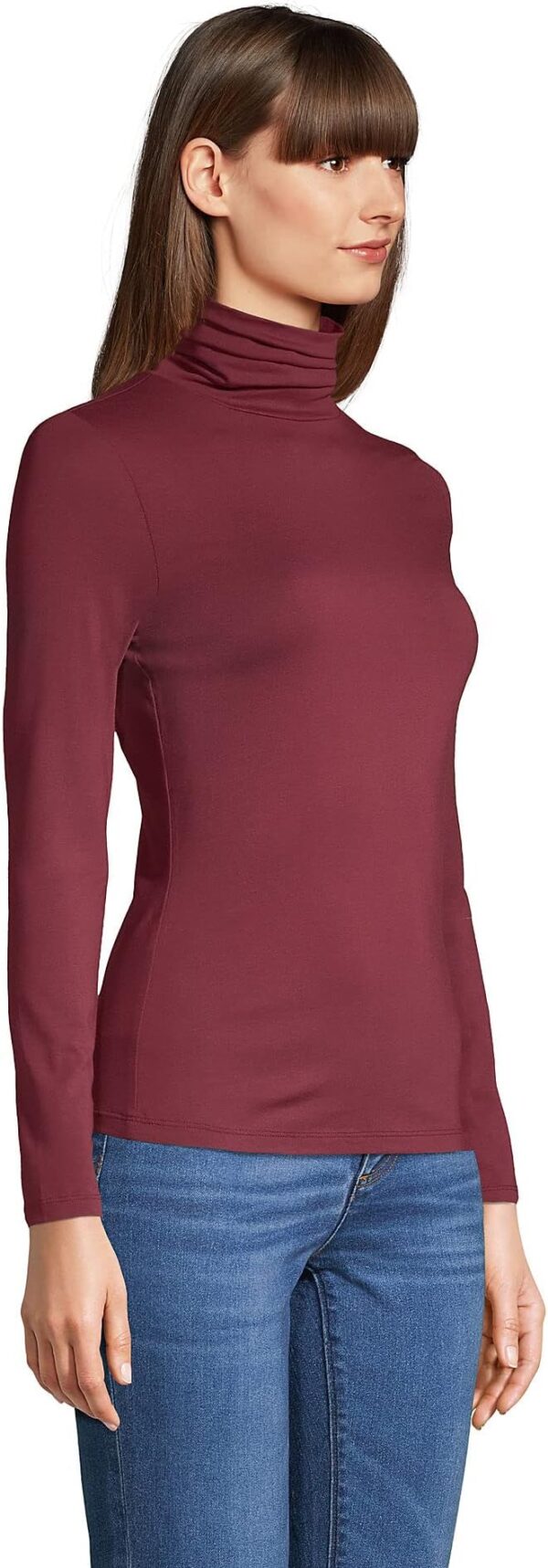 Lands' End Women's Lightweight Jersey Skimming Long Sleeve Turtleneck - Image 5