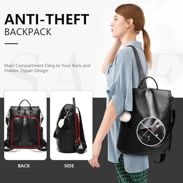 CHERUTY Women Backpack Purse PU Leather Anti-theft Casual Shoulder Bag Fashion Ladies Satchel Bags - Image 2