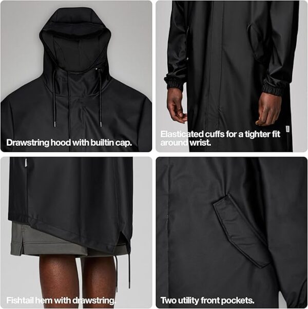 RAINS Fishtail Parka Coat for Men and Women - Waterproof jacket with Elasticated cuffs - Image 3