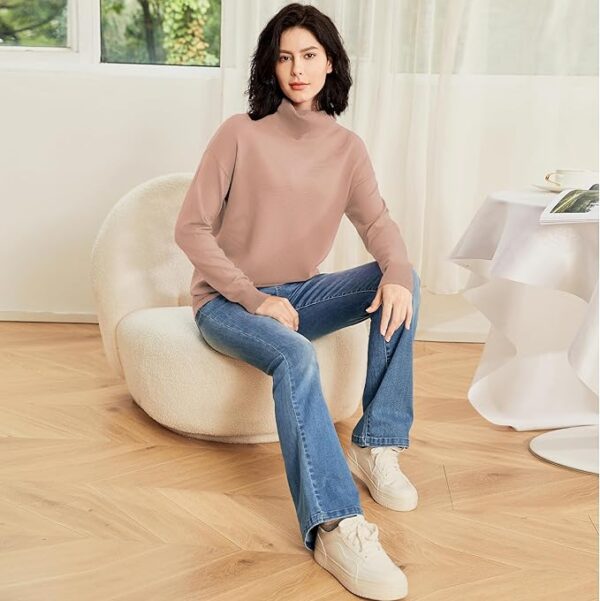 Women's Turtleneck Sweater Long Sleeve Lightweight Pullover Knit Tops - Image 4