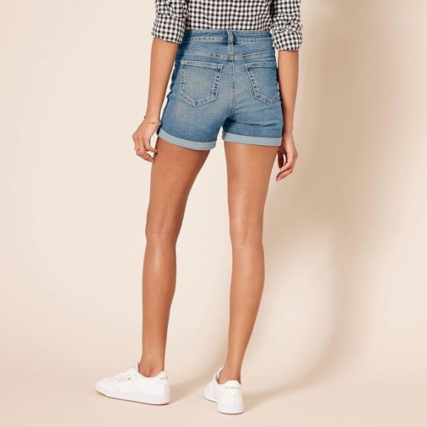 Amazon Essentials Women's Mid-Rise Slim Fit 4" Denim Shorts - Image 3