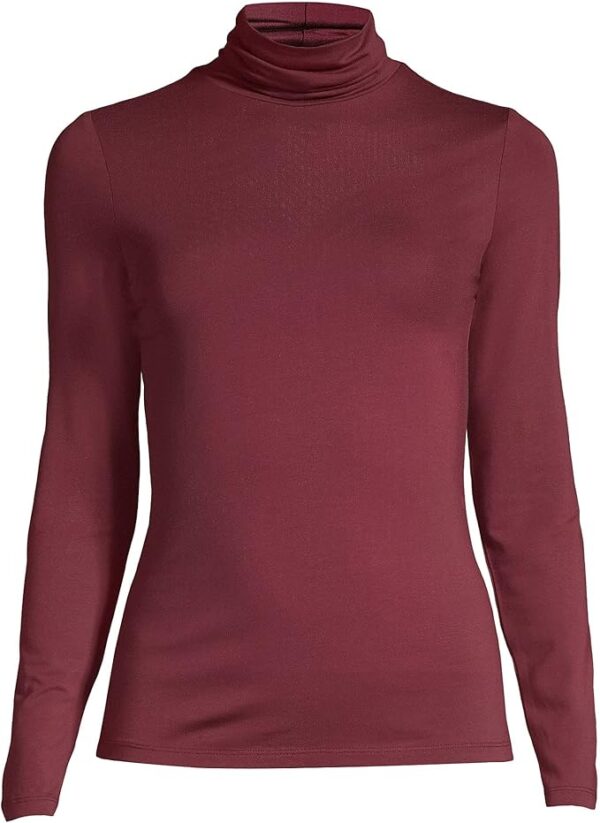 Lands' End Women's Lightweight Jersey Skimming Long Sleeve Turtleneck - Image 3