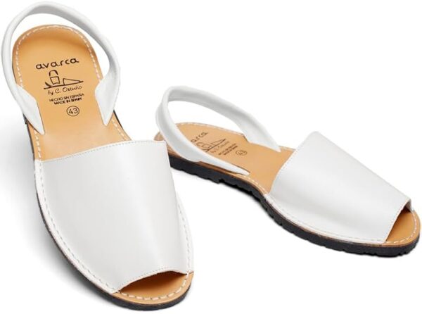 Avarca Leather Flat Sandals for Women - Made in Spain - Peep Toe Womens Sandals