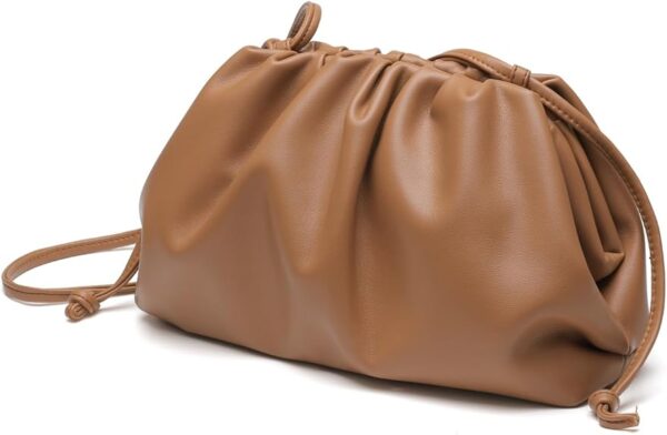 Huralona Dressy Pleated Vegan Leather Clutch Purse Super Soft Cloud Dumpling Clutch Bag for Women PU Evening Purse Handbag